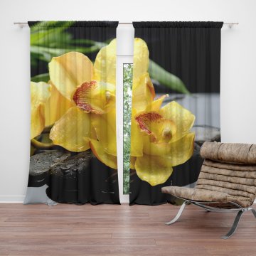 Závěs Žluté orchideje: 2ks 140x250cm