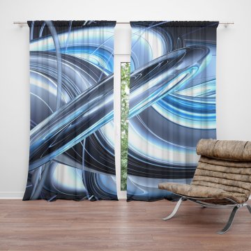 Závěs Modrá abstrakce: 2ks 140x250cm