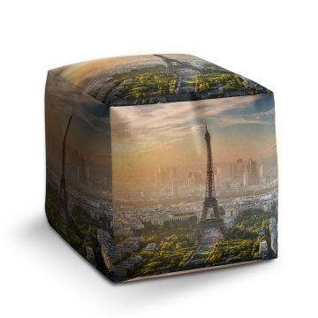Taburet Cube Paříž Eifellova věž Skyline: 40x40x40 cm
