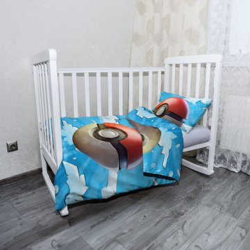 Mikroplyšové dětské povlečení do postýlky Pokemon ball Obloha