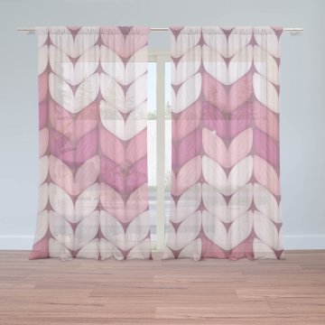 Záclony Tříbarevné růžové pletení: 2ks 150x250cm