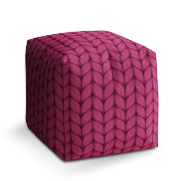 Taburet Cube Pletení ve fuchsiové barvě: 40x40x40 cm
