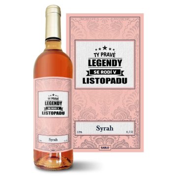 Růžové víno Ty pravé legendy se rodí v listopadu: 0,75 l 
