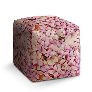 Taburet Cube Růžové květy: 40x40x40 cm
