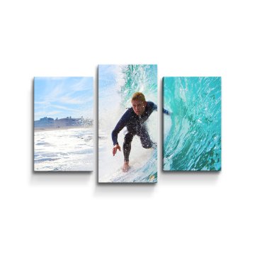 Obraz - 3-dílný Surfař na vlně