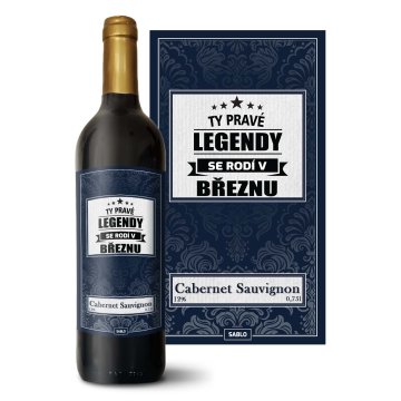Červené víno Ty pravé legendy se rodí v březnu: 0,75 l 