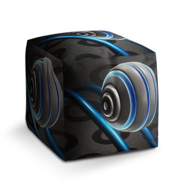 Taburet Cube Modrá koule: 40x40x40 cm