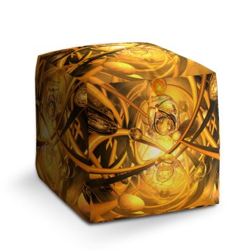 Taburet Cube Žlutá abstrakce: 40x40x40 cm