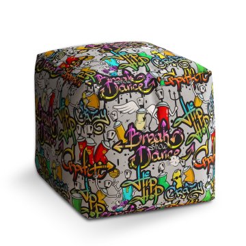Taburet Cube Graffiti: 40x40x40 cm