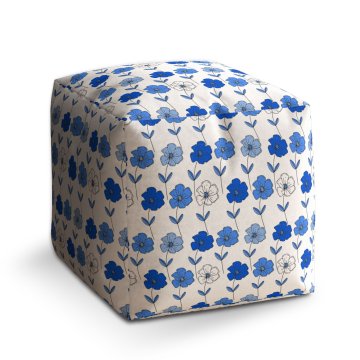 Taburet Cube Modré květiny: 40x40x40 cm