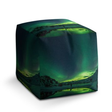 Taburet Cube Zelená záře: 40x40x40 cm
