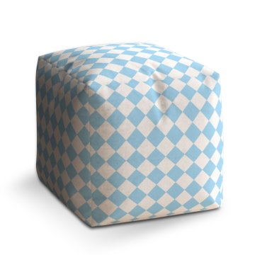 Taburet Cube Bílomodré kosočtverce: 40x40x40 cm