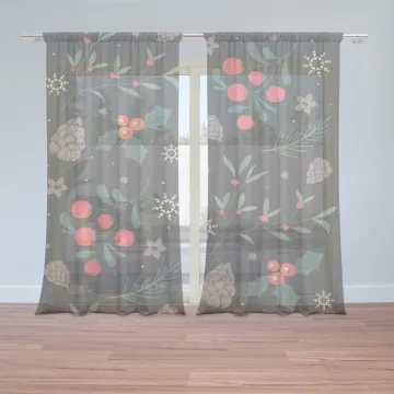 Vánoční záclony Sváteční les: 2ks 150x250cm