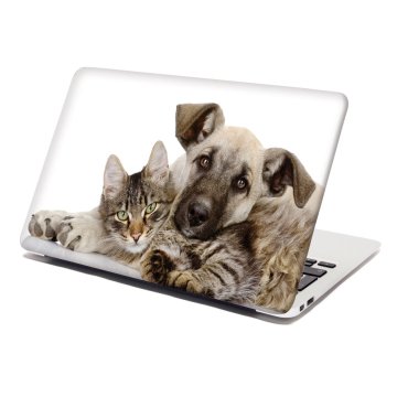 Samolepka na notebook Kočička a štěňátko
