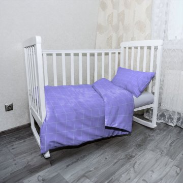 Mikroply&scaron;ov&eacute; dětsk&eacute; povlečen&iacute; do post&yacute;lky Čtvercov&yacute; vzor fialov&eacute;