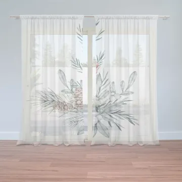 Vánoční záclony Zimní kytice: 2ks 150x250cm