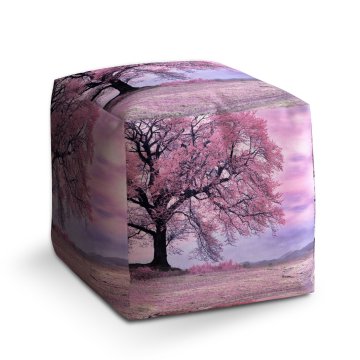 Taburet Cube Růžový strom: 40x40x40 cm