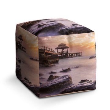 Taburet Cube Mlha nad mořem: 40x40x40 cm