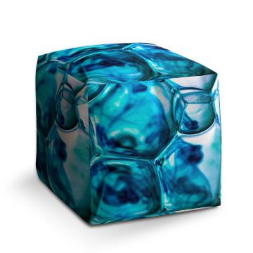 Taburet Cube Modré bubliny: 40x40x40 cm