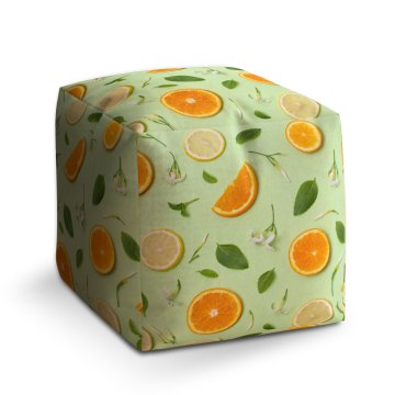 Taburet Cube Citrus a květ: 40x40x40 cm