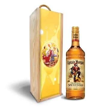Dřevěná krabička s potiskem Captain Morgan