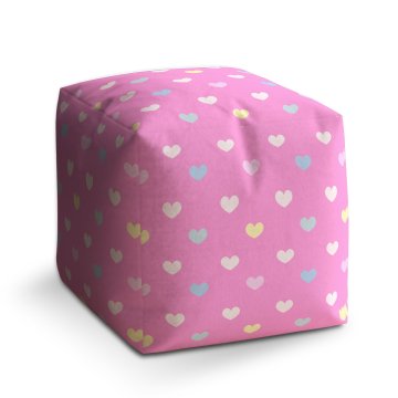Taburet Cube Srdce na růžové: 40x40x40 cm