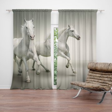 Závěs Dva bílí koně: 2ks 140x250cm