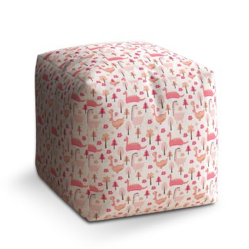 Taburet Cube Růžoví dinosauři: 40x40x40 cm