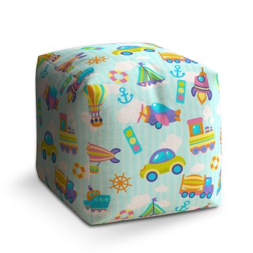 Taburet Cube Autíčka: 40x40x40 cm