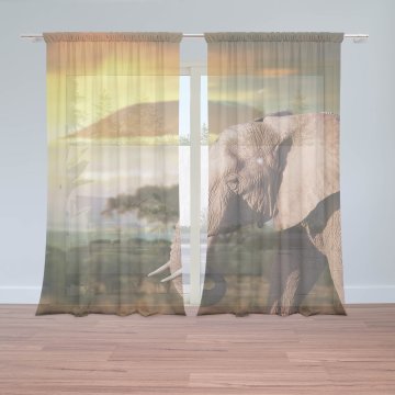 Záclony Slon z profilu: 2ks 150x250cm