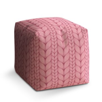Taburet Cube Růžové pletení: 40x40x40 cm