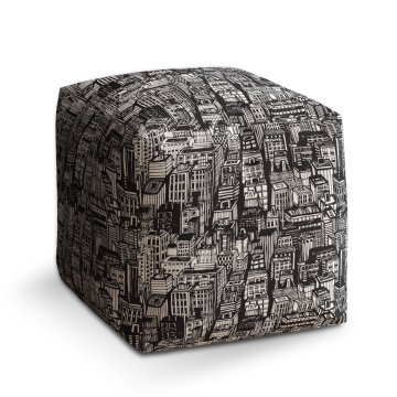 Taburet Cube Kreslené mrakodrapy: 40x40x40 cm