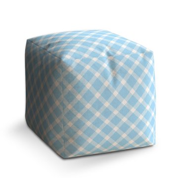 Taburet Cube Modrobílé čtverce: 40x40x40 cm