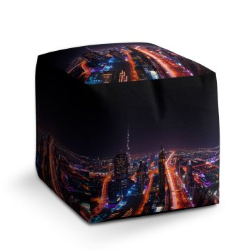 Taburet Cube Rozsvícené město: 40x40x40 cm