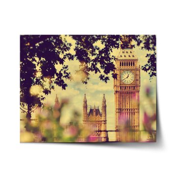 Plakát Londýn Big Ben Flowers