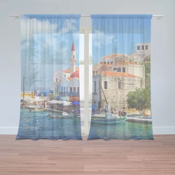 Záclony Domky na pobřeží: 2ks 150x250cm