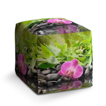 Taburet Cube Růžová orchidej: 40x40x40 cm