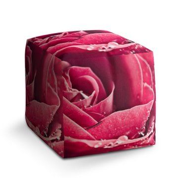 Taburet Cube Detail růže: 40x40x40 cm