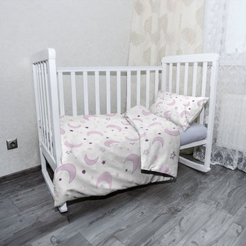 Mikroplyšové dětské povlečení do postýlky Fialové měsíčky