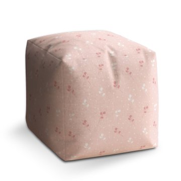 Taburet Cube Bílé a růžové květy: 40x40x40 cm