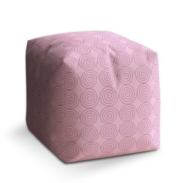 Taburet Cube Růžové spirály: 40x40x40 cm