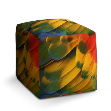 Taburet Cube Barevné peří: 40x40x40 cm