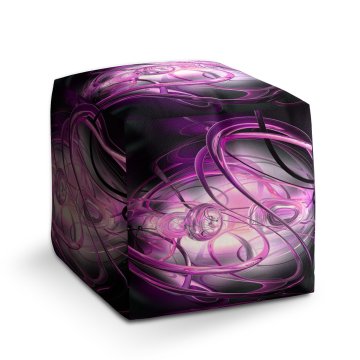 Taburet Cube Fialová abstrakce: 40x40x40 cm