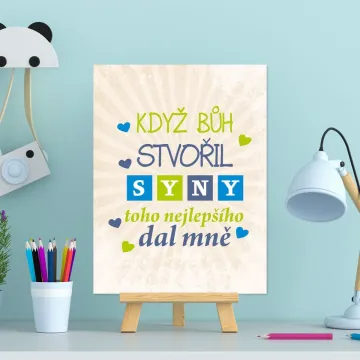 Dárková cedulka Když Bůh stvořil syny: 30x40 cm