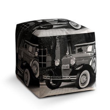Taburet Cube Černobílý veterán: 40x40x40 cm