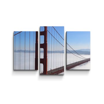 Obraz - 3-dílný Golden Gate v mlze