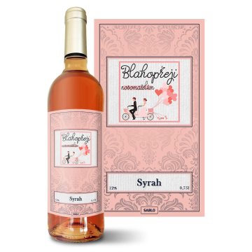 Růžové víno Blahopřeji novomanželům: 0,75 l 