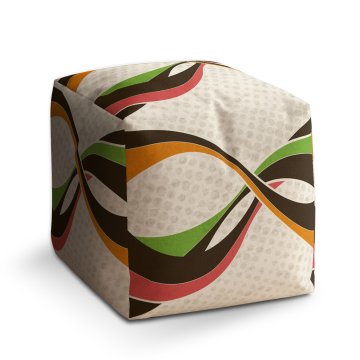 Taburet Cube Retro abstrakce: 40x40x40 cm