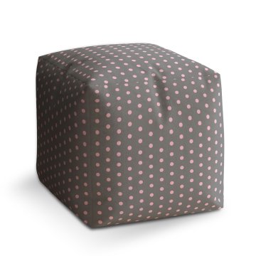 Taburet Cube Růžové puntíky na šedé: 40x40x40 cm