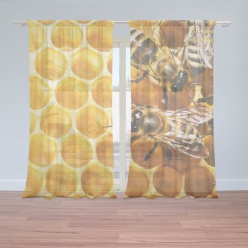 Záclony Včely: 2ks 150x250cm